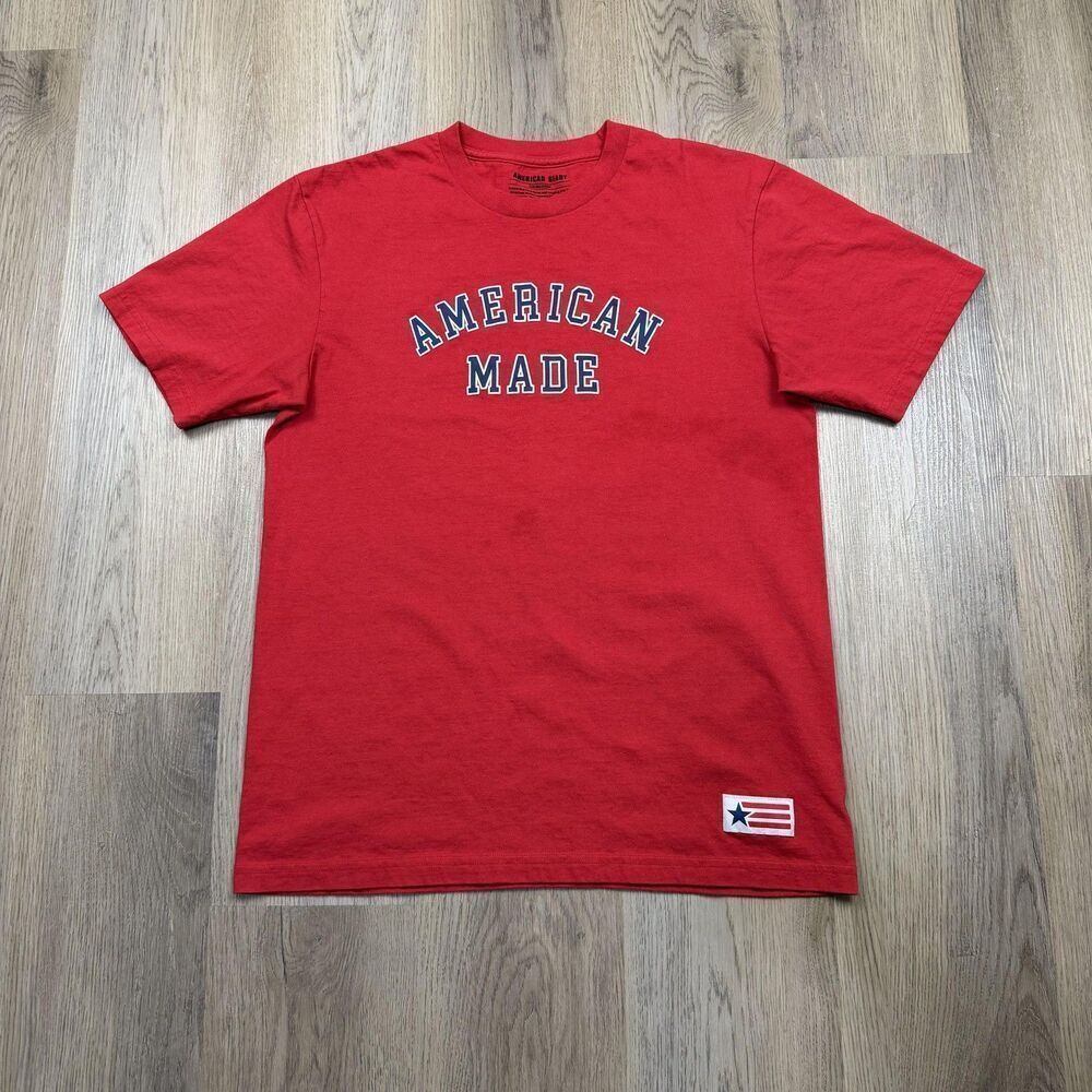 American Giant Shirt Mens Large Red American Made Flag Graphic Tee USA Patriotic